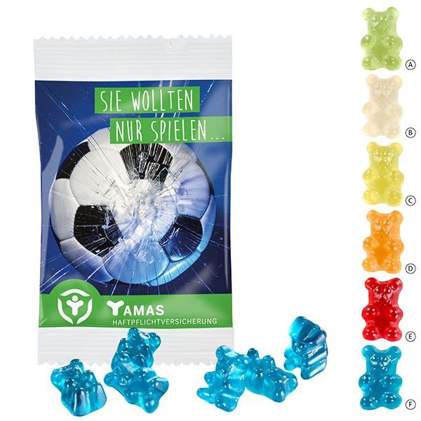 Unifarbene Premium-Bärchen 15 g, kompstierbare Tütchen,