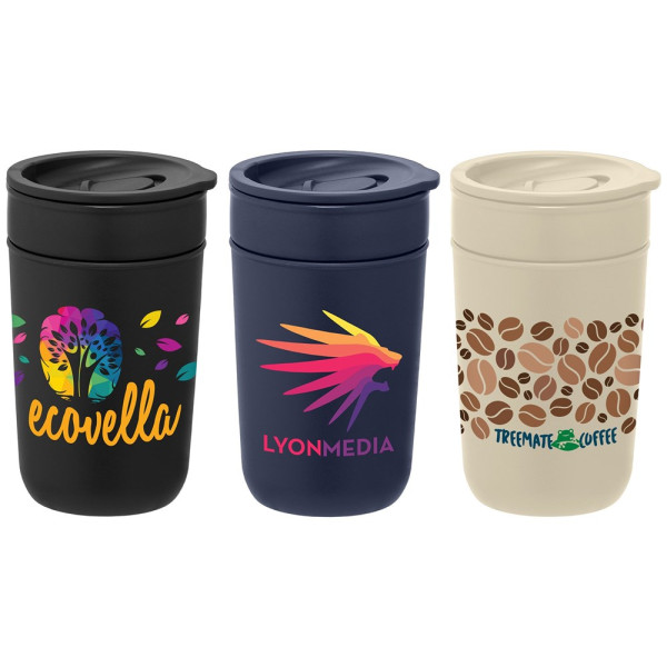 Danube - 355 ml Keramikbecher mit Außenwand & Deckel aus recyceltem Kunststoff