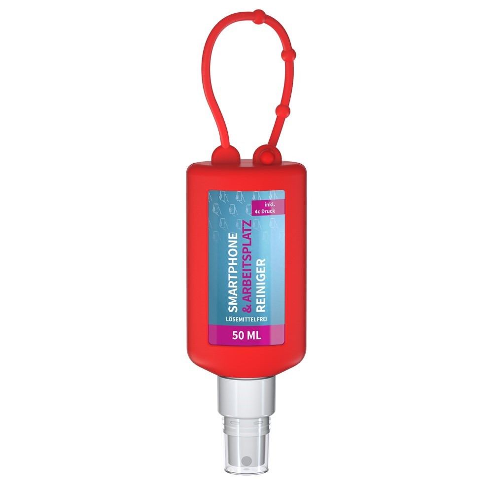 Smartphone & Arbeitsplatz-Reiniger, 50 ml Bumper frost, Body Label (R-PET) - rot