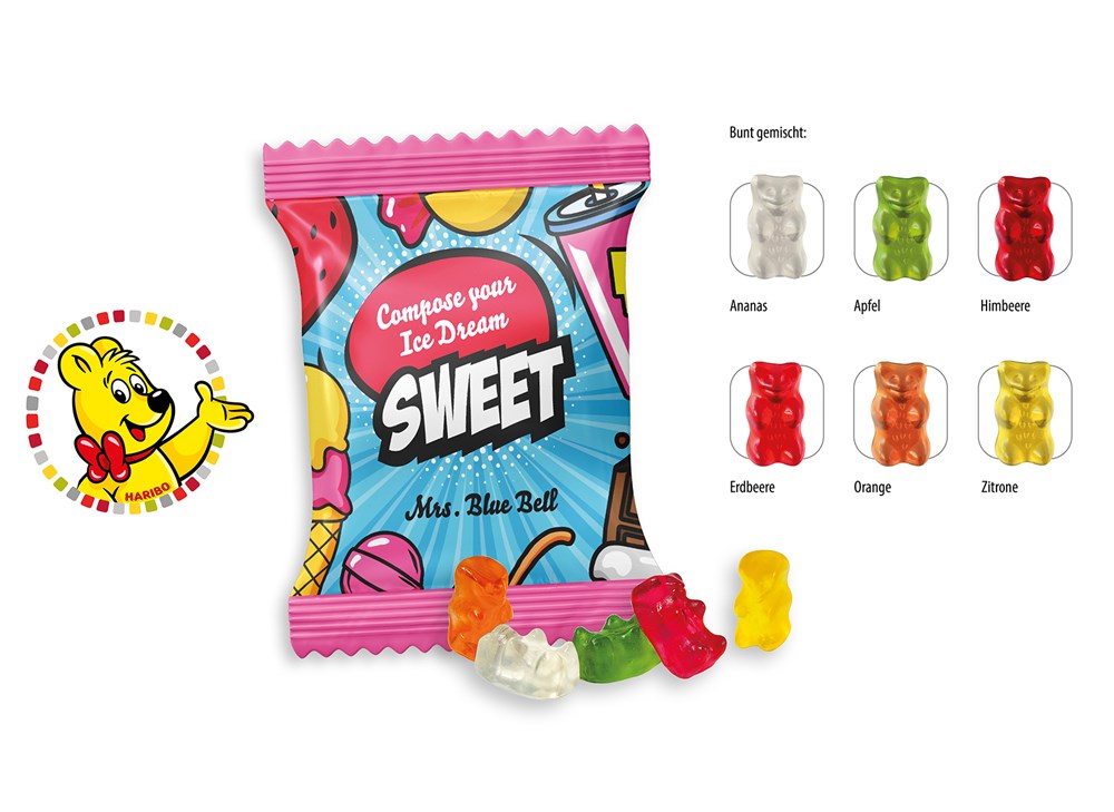 HARIBO Mini Goldbären Werbetüte 6,5 g  ,  Inhalt:  HARIBO Mini Goldbären bunt gemischt