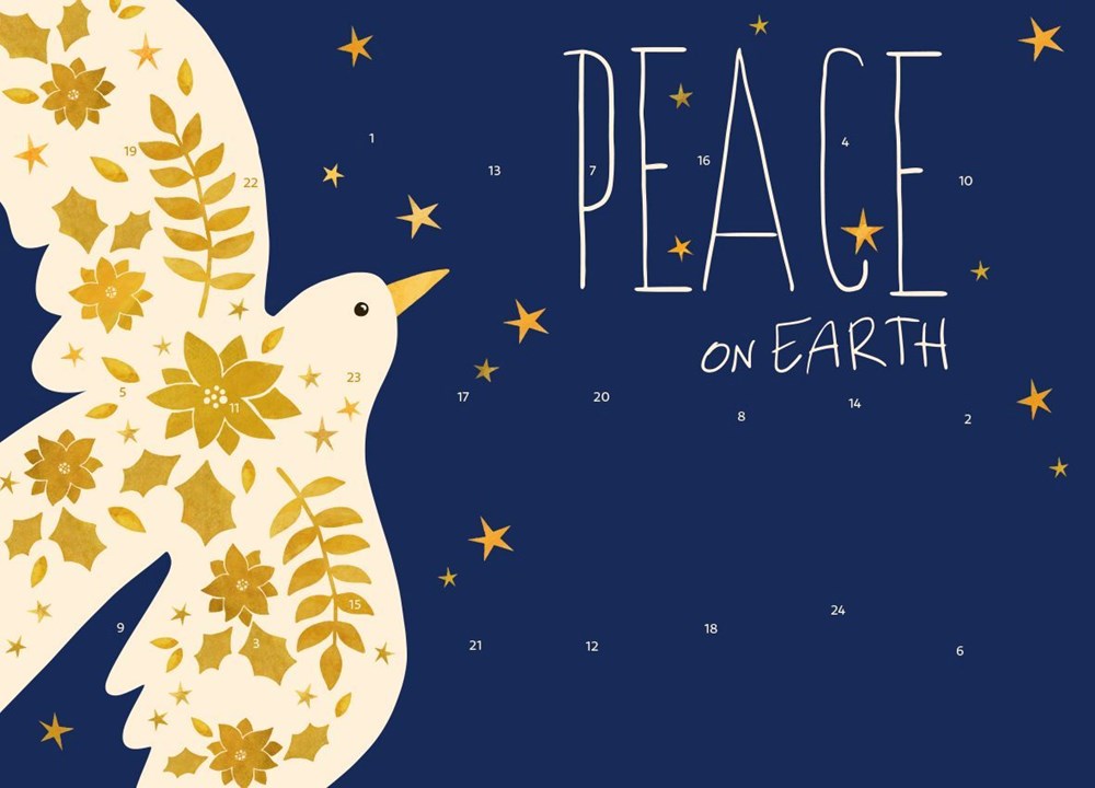 Classic Schkoko-Adventskalender mit Werbeeindruck - Peace on Earth