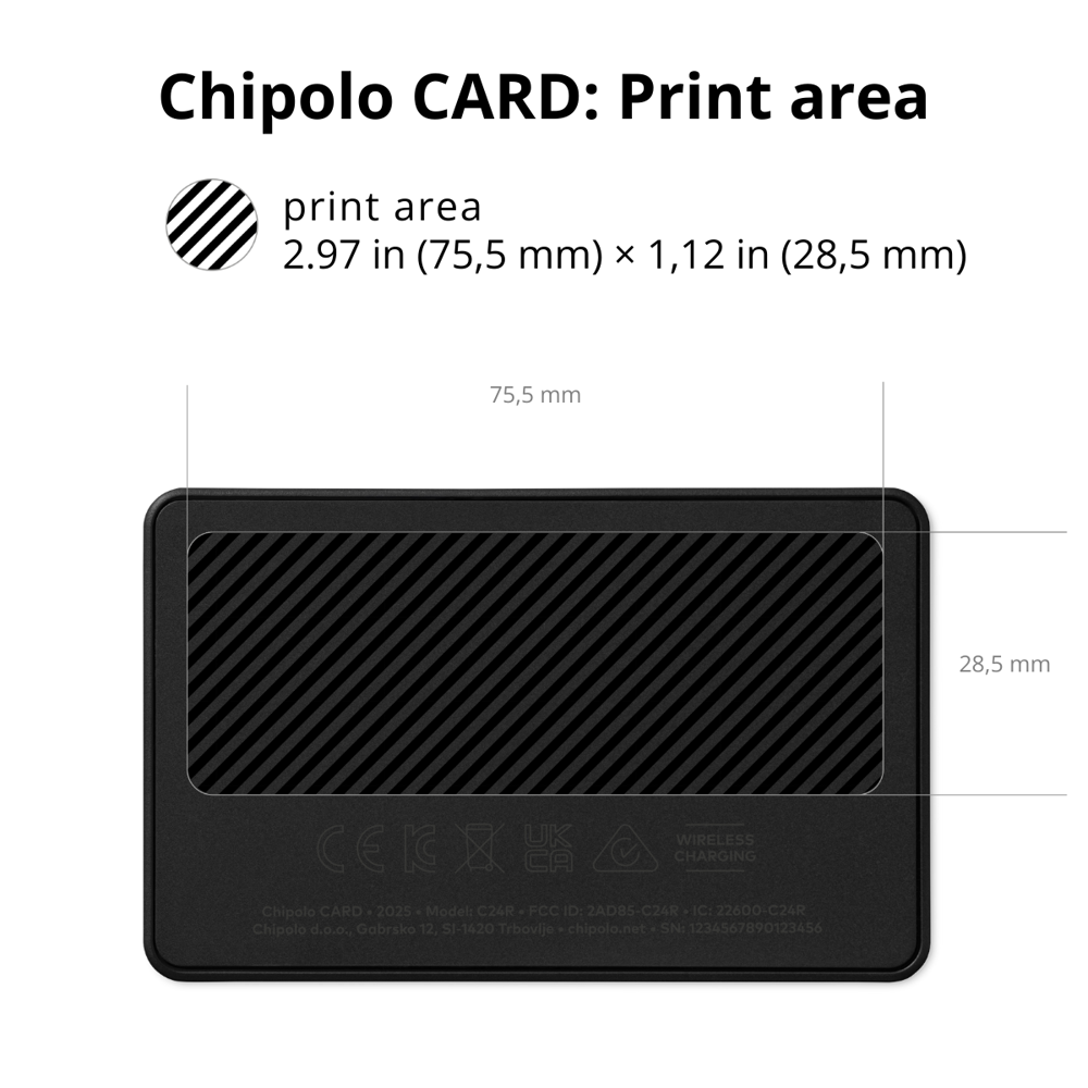 Chipolo CARD – Wiederaufladbarer Bluetooth-Tracker – kompatibel mit Apple Find My & Google Find Hub