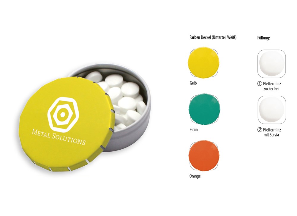 Klick-Dose-45 Duo Colour 12 g  ,  Inhalt:  Pfefferminz-Pastillen; zuckerfrei