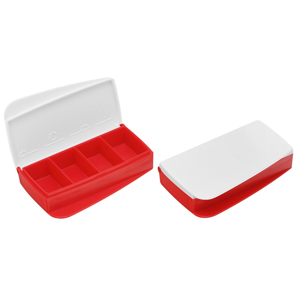 Pillendose "Alpha" - weiß/rot