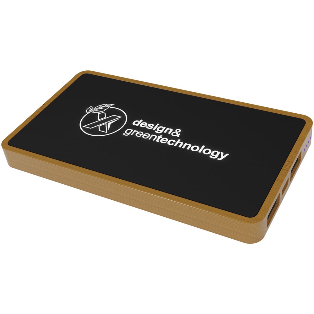 SCX.design P35 5.000 mAh Powerbank aus Holz mit Leuchtlogo