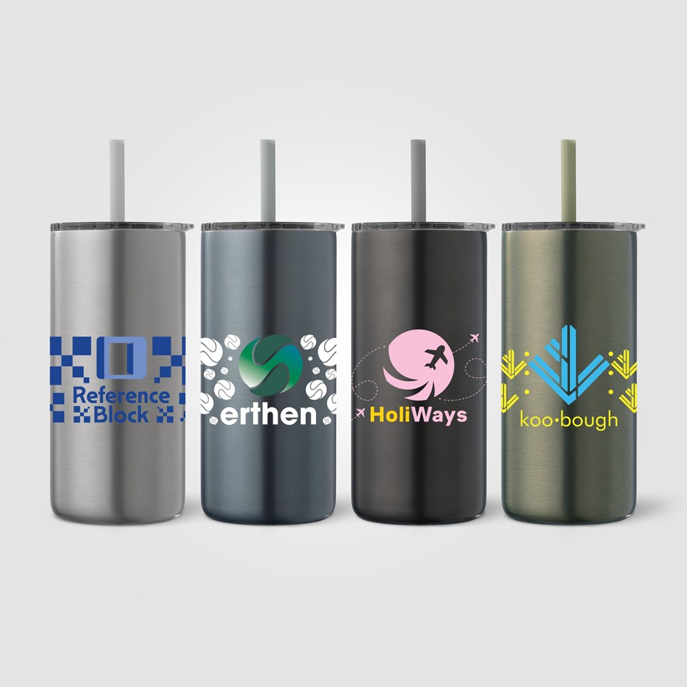 Borealis Recycling-Edelstahlbecher mit Trinkhalm - 475 ml Borealis Recycling-Edelstahlbecher mit Trinkhalm - 475 ml