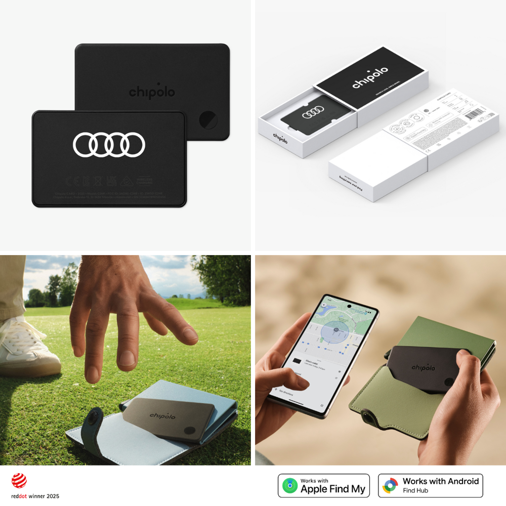 Chipolo CARD – Wiederaufladbarer Bluetooth-Tracker – kompatibel mit Apple Find My & Google Find Hub