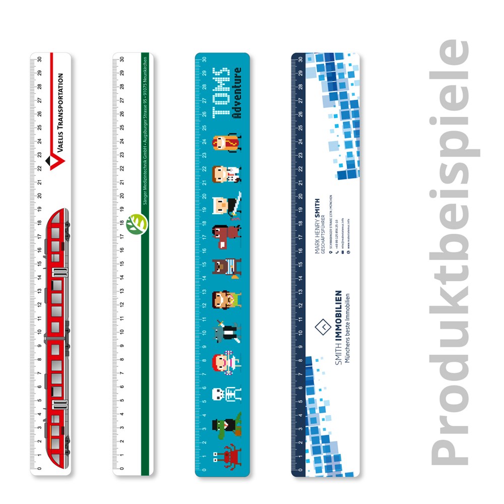 Kunststofflineal 30 cm weiß glänzend