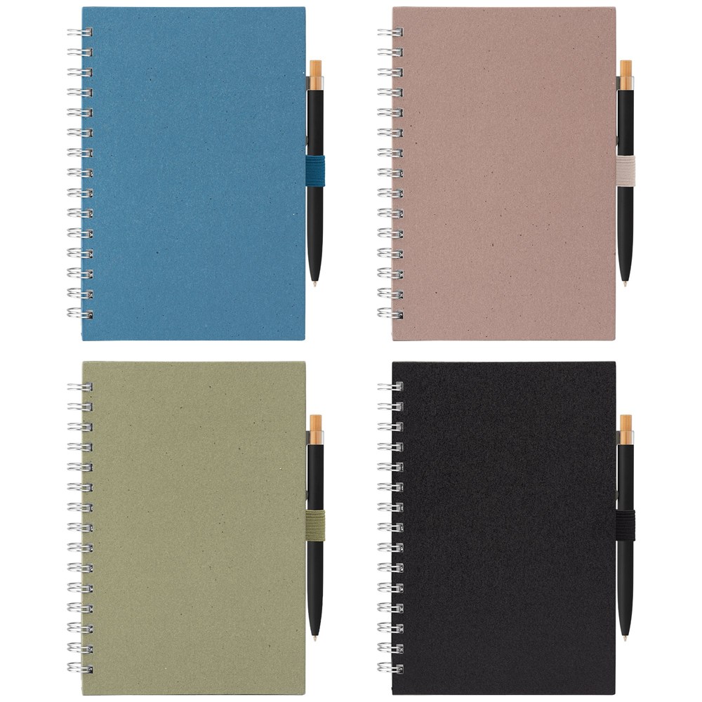 Terra Notizbuch mit Spiral aus recyceltem Milchkarton - A5  und Reborn Kugelschreiber Set