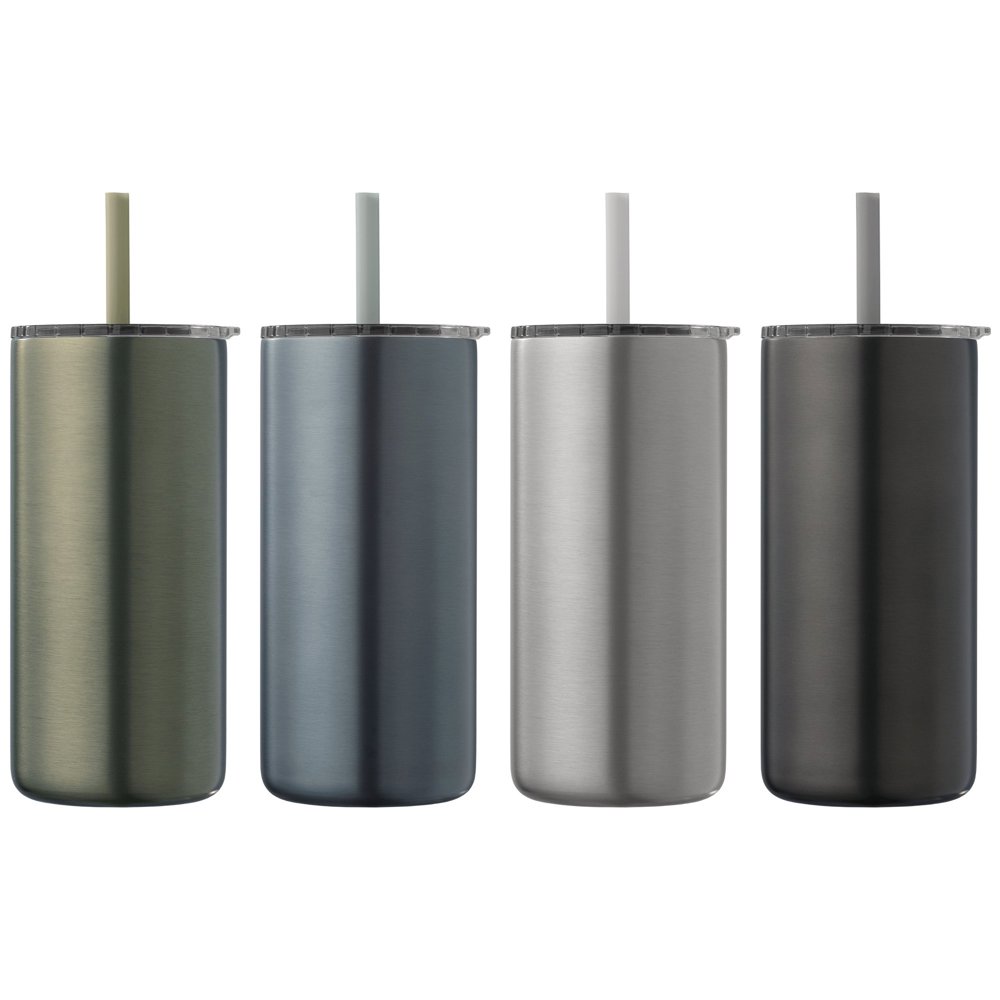 Borealis Recycling-Edelstahlbecher mit Trinkhalm - 475 ml Borealis Recycling-Edelstahlbecher mit Trinkhalm - 475 ml