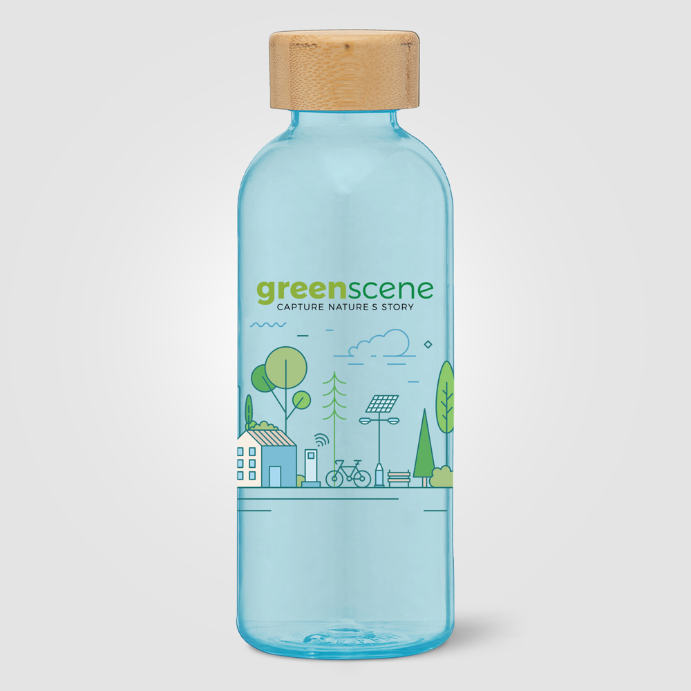 Strom - 650 ml rPET Trinkflasche mit Bambus-Deckel