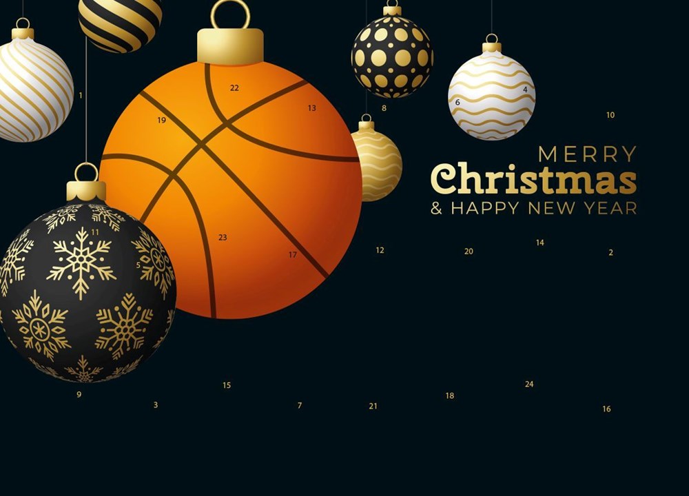 Classic Schkoko-Adventskalender mit Werbeeindruck - Sportliche Weihnachten - Basketball