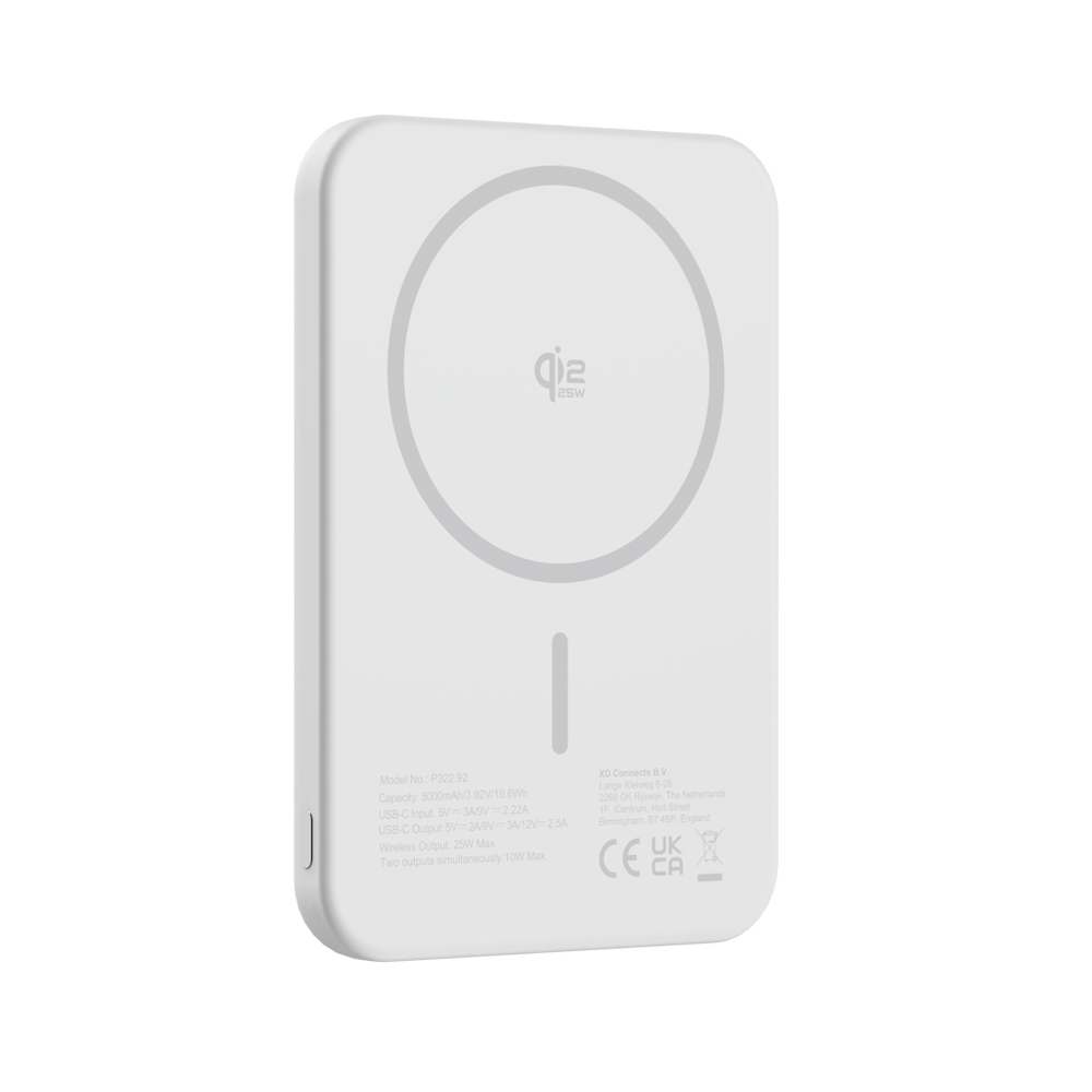 Urban Vitamin Pomona 5000mAh Qi2.2 25W magnetische Powerbank - silber (± PMS 428)